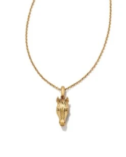 Beau Horse Pendant Necklace In Vintage Gold