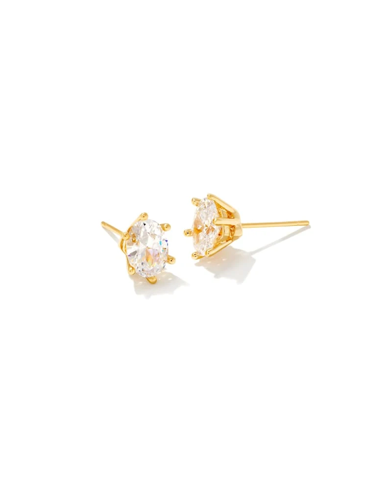 Cailin Gold Crystal Stud Earrings In White Crystal 3 Cailin Gold Crystal Stud Earrings In White Crystal