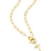 Paperclip Cross Charm Necklace In 18k Gold Vermeil -Fashion Accessories Store kendra scott demi cross charm chase 00