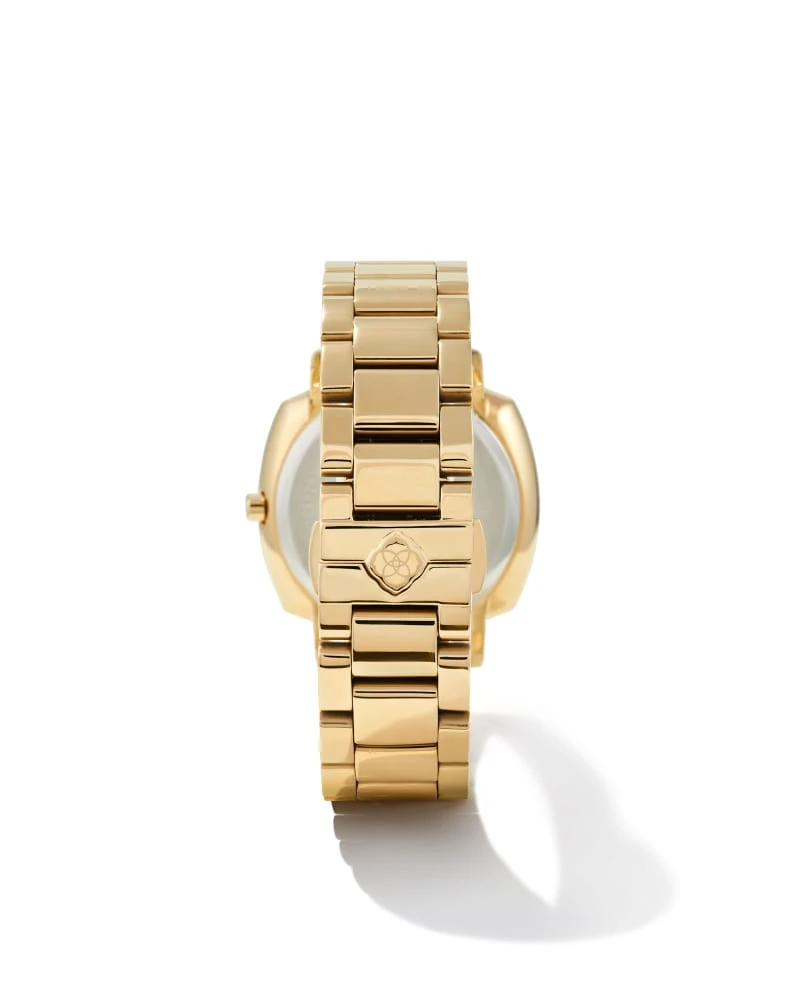 Dira Gold Tone Stainless Steel 38mm Diamond Dial Watch In Ivory Mother-of-Pearl 4 Dira Gold Tone Stainless Steel 38mm Diamond Dial Watch In Ivory Mother-of-Pearl - Image 2