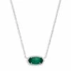 Elisa Silver Pendant Necklace In Emerald Cat's Eye -Fashion Accessories Store kendra scott elisa silver pendant necklace in emerald cats eye 00 default lg