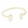 Elton Gold Cuff Bracelet In White Kyocera Opal 1 Elton Gold Cuff Bracelet In White Kyocera Opal -Fashion Accessories Store kendra scott elton bracelet gold white opal 00 lg