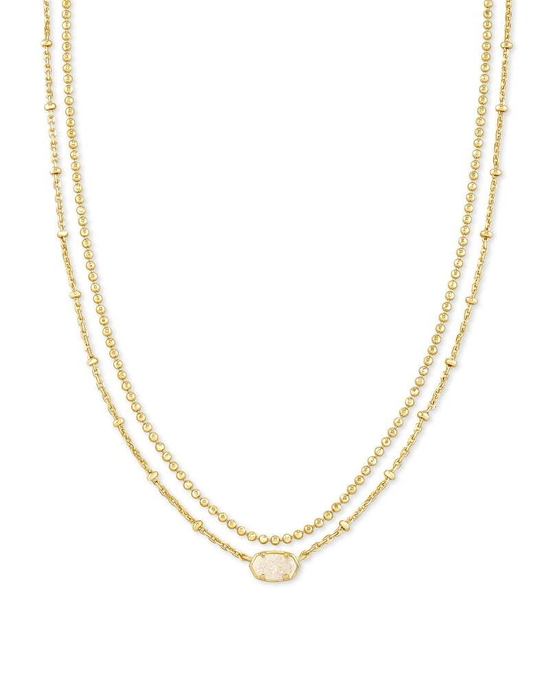 Emilie Gold Multi Strand Necklace In Iridescent Drusy 3 Emilie Gold Multi Strand Necklace In Iridescent Drusy