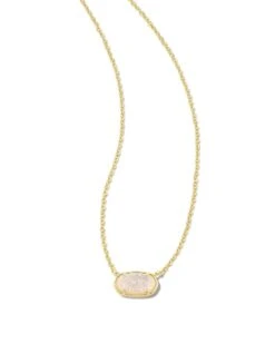 Grayson Gold Pendant Necklace In Iridescent Drusy