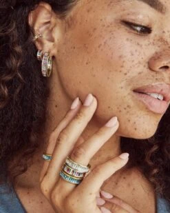 Jack Gold Hoop Earrings In Multi Crystal -Fashion Accessories Store kendra scott jack hoop earring gold multi color 02 lg