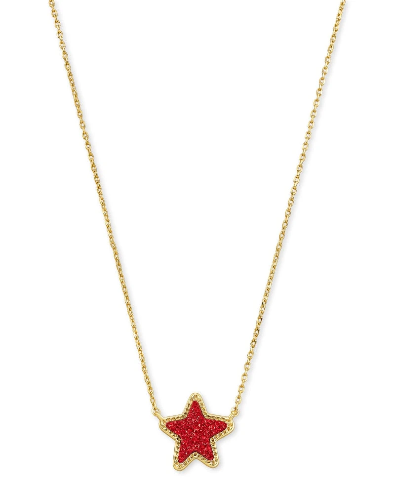 Jae Star Gold Pendant Necklace In Bright Red Drusy 3 Jae Star Gold Pendant Necklace In Bright Red Drusy