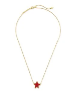 Jae Star Gold Pendant Necklace In Bright Red Drusy 7 Jae Star Gold Pendant Necklace In Bright Red Drusy -Fashion Accessories Store kendra scott jae star short pendant necklace gold bright red drusy 01 lg
