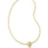 Olivia Cross Chain Convertible Necklace In Gold -Fashion Accessories Store kendra scott olivia cross chain necklace gold 00