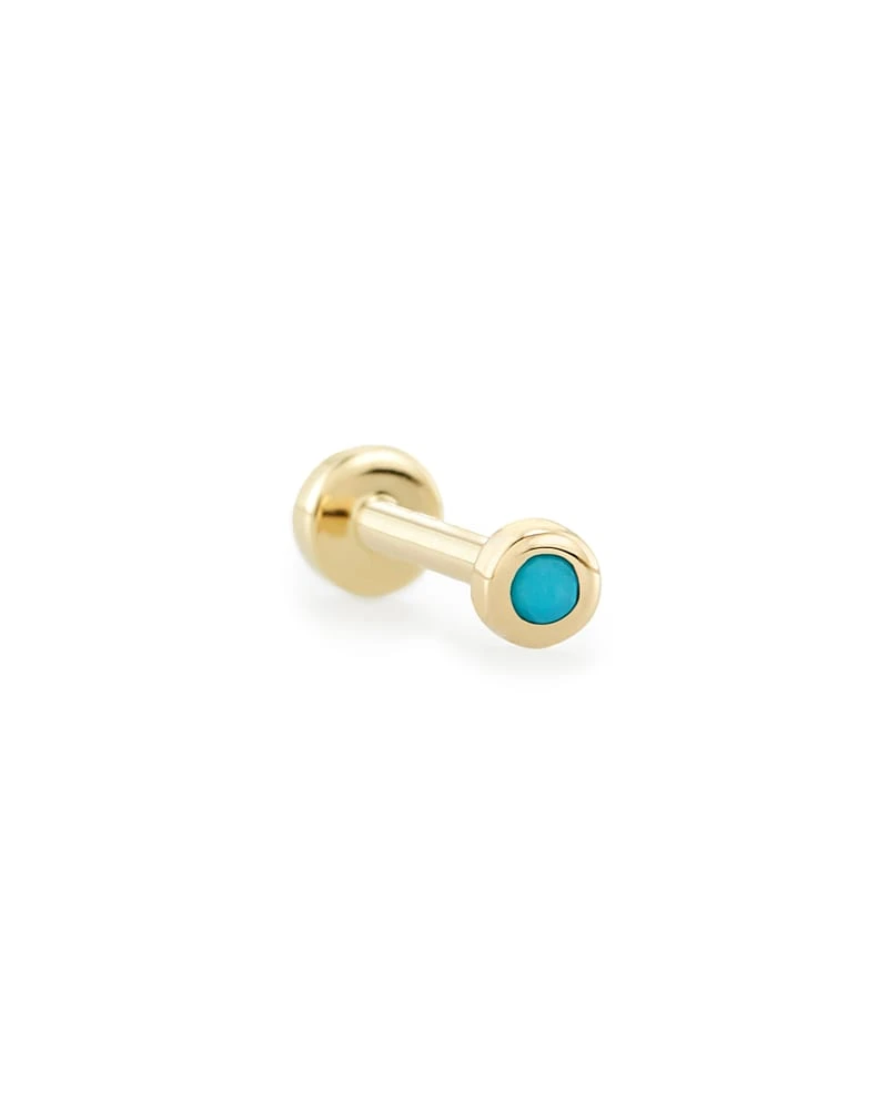 Reeve Mini 14K Yellow Gold Single Stud Earring In Turquoise 3 Reeve Mini 14K Yellow Gold Single Stud Earring In Turquoise