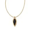 Skylar Vintage Gold Short Pendant Necklace In Black Banded Agate