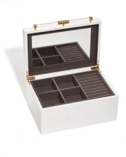 Medium Antique Brass Jewelry Box In White Lacquer 10 Medium Antique Brass Jewelry Box In White Lacquer -Fashion Accessories Store kendra scott small jewelry box organizer 01 default lg