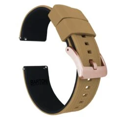 Khaki Tan Top / Black Bottom | Elite Silicone -Fashion Accessories Store khaki tan top black bottom elite silicone elite silicone barton watch bands 20mm rose gold 111864