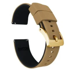 Khaki Tan Top / Black Bottom | Elite Silicone -Fashion Accessories Store khaki tan top black bottom elite silicone elite silicone barton watch bands 22mm gold 130644