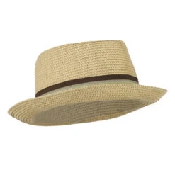 Kid's Pork Pie Stripe Band Fedora -Fashion Accessories Store kp001pp beige 4 1