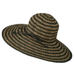 Woman's Leopard Stripe Paper Braid Hat -Fashion Accessories Store ls001fw 2