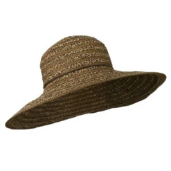 Woman's Leopard Stripe Paper Braid Hat -Fashion Accessories Store ls002fw 4