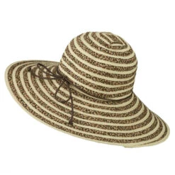Woman's Leopard Stripe Paper Braid Hat -Fashion Accessories Store ls003fw 2