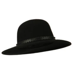 Men's Wool Felt Large Brim Fedora -Fashion Accessories Store mf001fr black 4