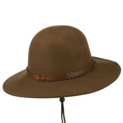 Men's Wool Felt Large Brim Fedora -Fashion Accessories Store mf002fr camel 3