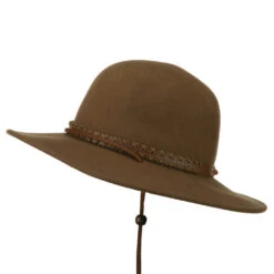 Men's Wool Felt Large Brim Fedora -Fashion Accessories Store mf002fr camel 5