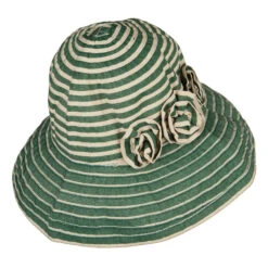 Crushable Lady's Rose Accent Bucket Hat -Fashion Accessories Store oe002cr green cream 3 1