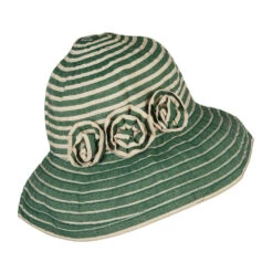 Crushable Lady's Rose Accent Bucket Hat -Fashion Accessories Store oe002cr green cream 5
