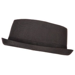 Pork Pie Polyester Fedora Hat With Band -Fashion Accessories Store pk001pp black 5