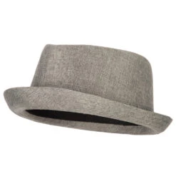 Pork Pie Polyester Fedora Hat With Band -Fashion Accessories Store pk002pp grey 1
