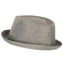Pork Pie Polyester Fedora Hat With Band -Fashion Accessories Store pk002pp grey 2