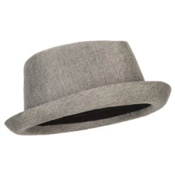 Pork Pie Polyester Fedora Hat With Band -Fashion Accessories Store pk002pp grey 4