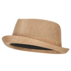 Pork Pie Polyester Fedora Hat With Band -Fashion Accessories Store pk003pp natural 1