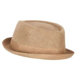 Pork Pie Polyester Fedora Hat With Band -Fashion Accessories Store pk003pp natural 2