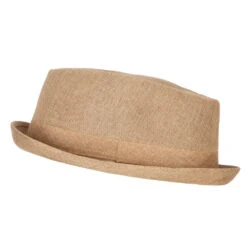 Pork Pie Polyester Fedora Hat With Band -Fashion Accessories Store pk003pp natural 5