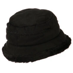Women's Faux Suede Bucket Hat -Fashion Accessories Store qw001bh black 3
