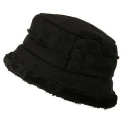Women's Faux Suede Bucket Hat -Fashion Accessories Store qw001bh black 5