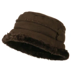 Women's Faux Suede Bucket Hat -Fashion Accessories Store qw002bh brown 1