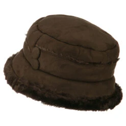 Women's Faux Suede Bucket Hat -Fashion Accessories Store qw002bh brown 2