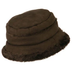 Women's Faux Suede Bucket Hat -Fashion Accessories Store qw002bh brown 3