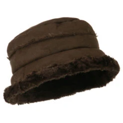 Women's Faux Suede Bucket Hat -Fashion Accessories Store qw002bh brown 4