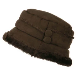 Women's Faux Suede Bucket Hat -Fashion Accessories Store qw002bh brown 5