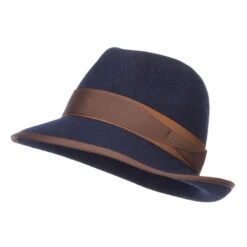 Women's Ribbon Accent Wool Fedora -Fashion Accessories Store rw001cf navy 4