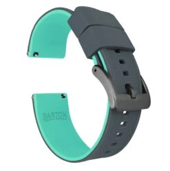 Smoke Grey Top / Mint Green Bottom | Elite Silicone -Fashion Accessories Store smoke grey top mint green bottom elite silicone elite silicone barton watch bands 24mm gunmetal grey 388974