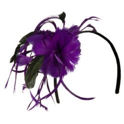 Feather Accent Headband Fascinator -Fashion Accessories Store tf002df purple 2 1
