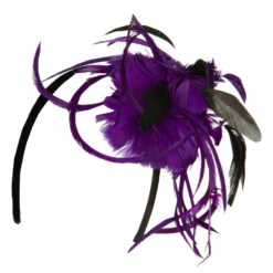 Feather Accent Headband Fascinator -Fashion Accessories Store tf002df purple 4 1