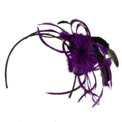 Feather Accent Headband Fascinator -Fashion Accessories Store tf002df purple 5 1