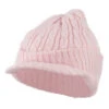 Twist Knitted Cuff Beanie With Visor -Fashion Accessories Store tk001cv pink 1
