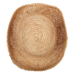 Women's 3 Inch Turn Up Brim Straw Crochet Summer Bucket Hat -Fashion Accessories Store tu001ru raffia 5