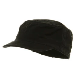 Washed Cotton Fitted Army Cap 25 Washed Cotton Fitted Army Cap -Fashion Accessories Store wa001jc black1