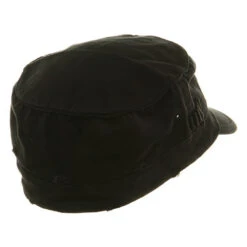 Washed Cotton Fitted Army Cap 24 Washed Cotton Fitted Army Cap -Fashion Accessories Store wa001jc black3