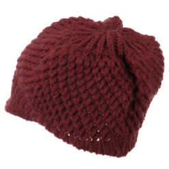 Women's Visored Knit Beanie -Fashion Accessories Store wv001db burgundy 2